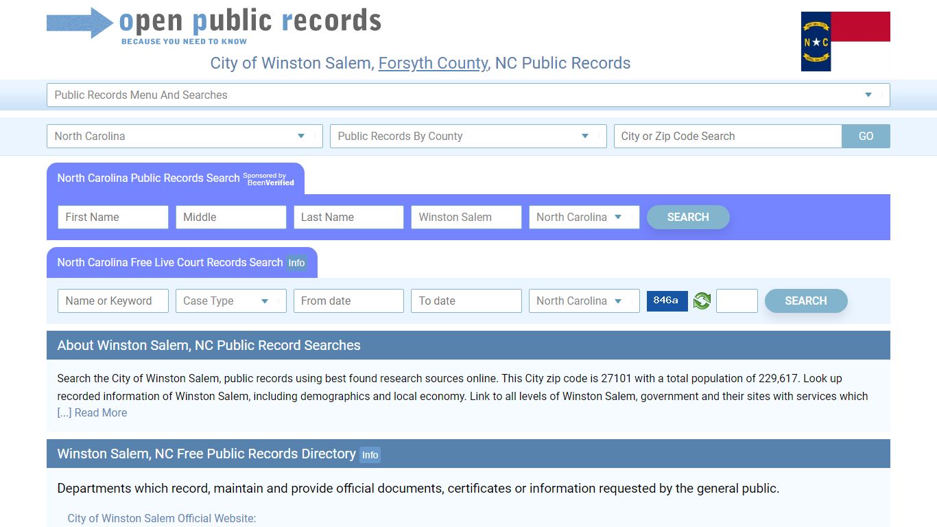 Winston Salem, NC Free Public Records | Criminal | Arrests ...