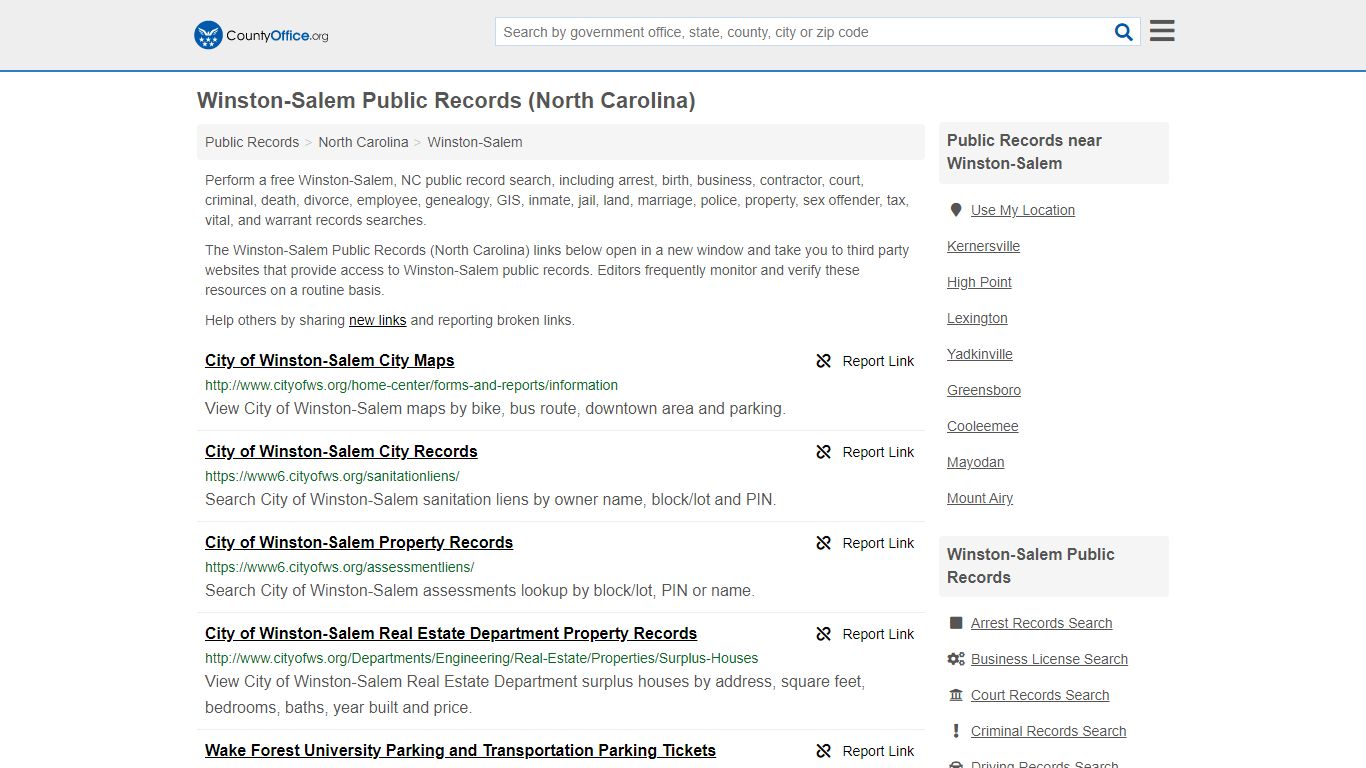 Public Records - Winston-Salem, NC (Business, Criminal ...